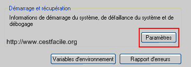 démarrage et récupération paramètres