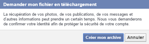 créer mon archive facebook