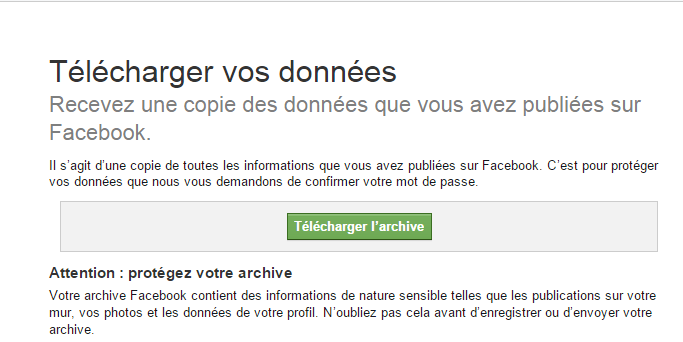 télécharger l'archive facebook